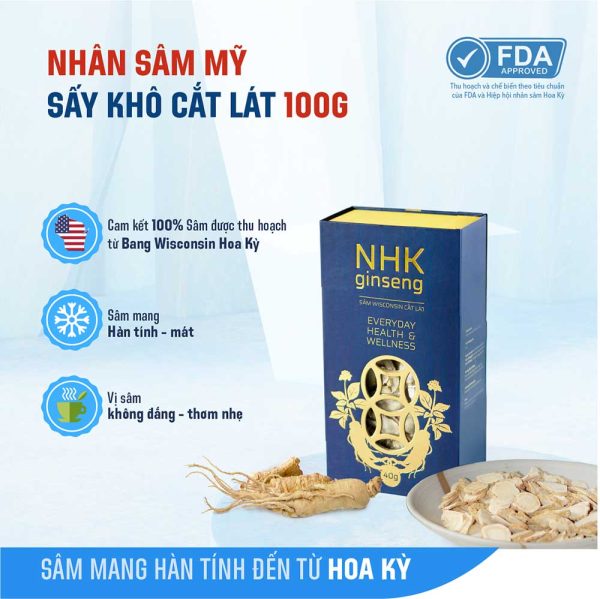 sâm MỸ cắt lát NHK Ginseng 40gr nhập khẩu chính hãng