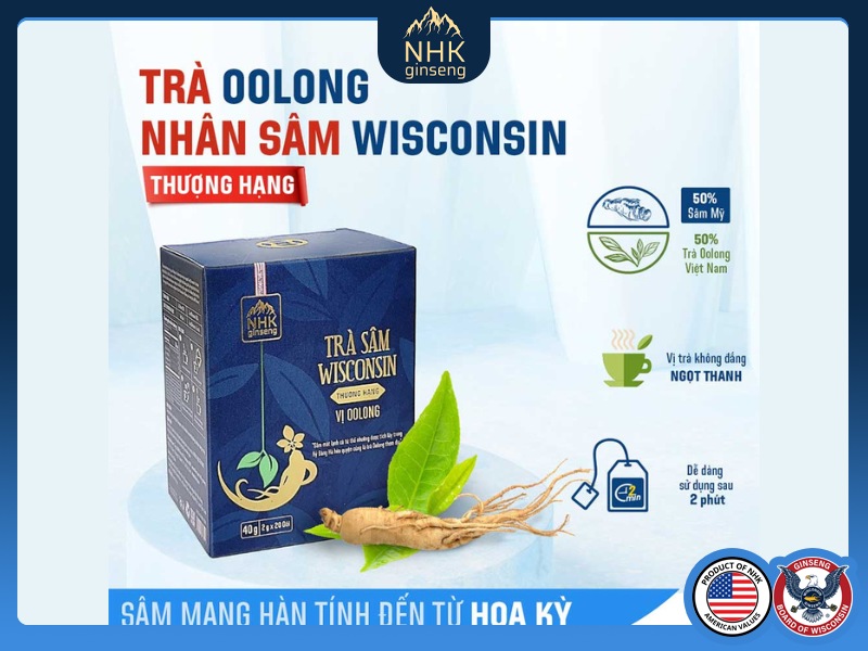 Trà ô long sâm Wisconsin được nghiên cứu và phân phối độc quyền bởi NHK Ginseng