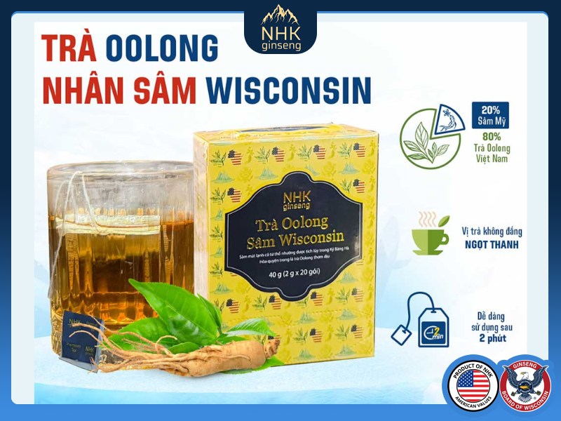 Trà ô long sâm túi lọc Hoa Kỳ của NHK Ginseng